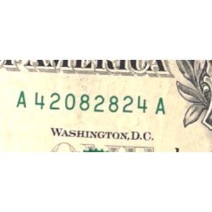 One Dollar Bank Note, Repeater, Bookend United States Currency Circulated 2017